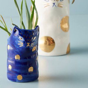 HTF Anthropologie BIRDCANFOX Kitten Planter, Small
